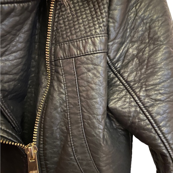 Guess Leather Jacket with Pink Fur Collar - Picture 5 of 10